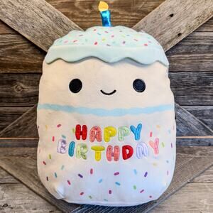 NWT-2023, Kiks, The Happy Birthday Cake w/ Candle Plush Squishmallow Toy, 10”H
